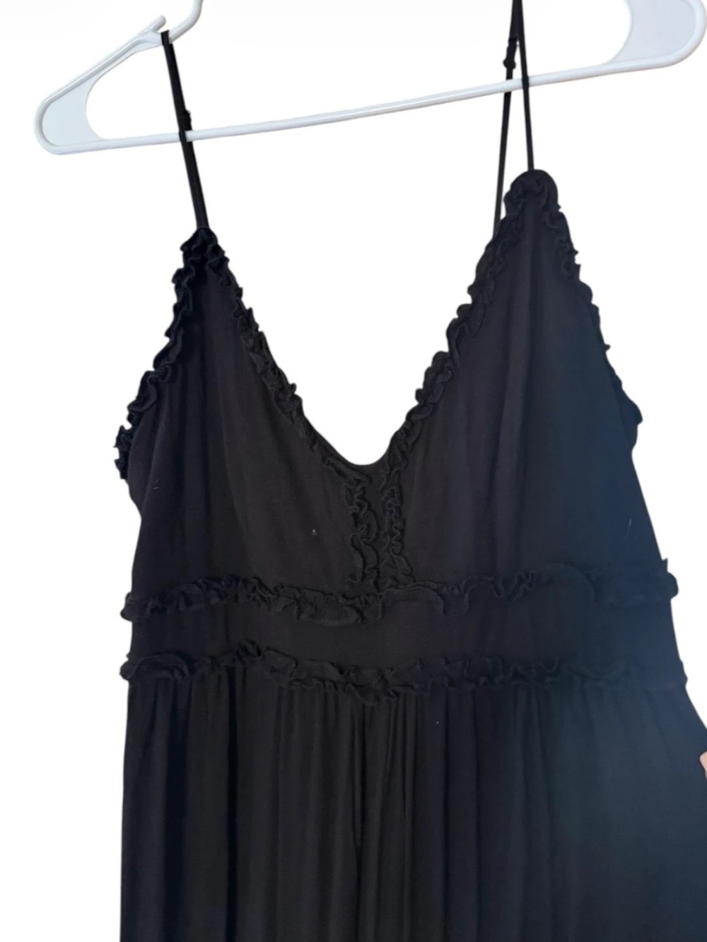 Trixxi Black Ruffled Spaghetti Strap Dress